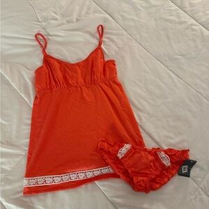 Make + Model Bright Red Chemise with Lace Detail
